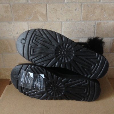 UGG Irina Swarovski Crystal Pin Bling Toscana Pom Pom Black Boots