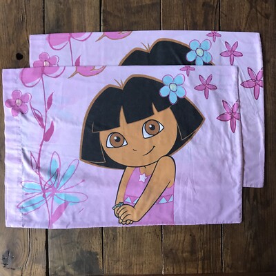VTG EUC Set/2 DORA THE EXPLORER Pillowcases Dora and Boots Design