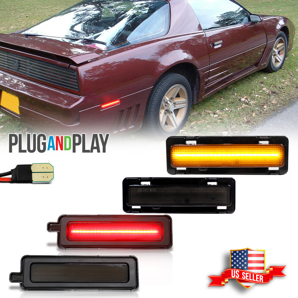 4x Smoke LED Front & Rear Side Marker Lights For 82-92 Pontiac