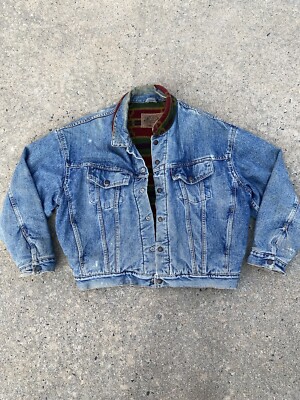 Levis Jacket Vintage Blue Denim Aztec Native American Style Lining