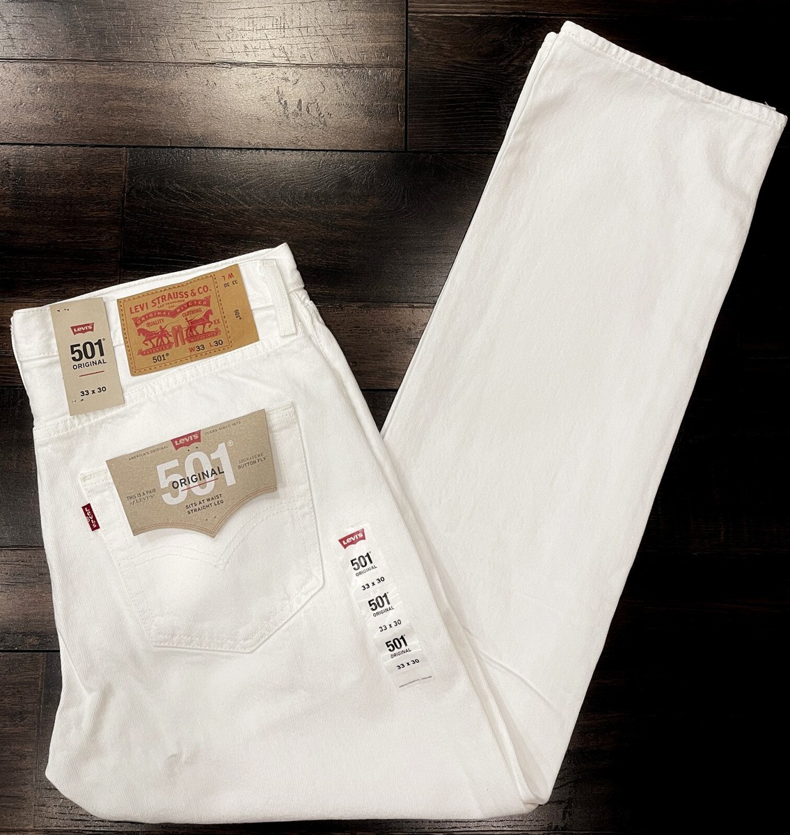 Levi's 501 Original Fit Mens Jeans 33X30 White W33L30 Levis 100