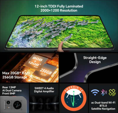 Teclast T60 12 inch 2K Tablet Android 14 8GB+12GB RAM 256GB ROM