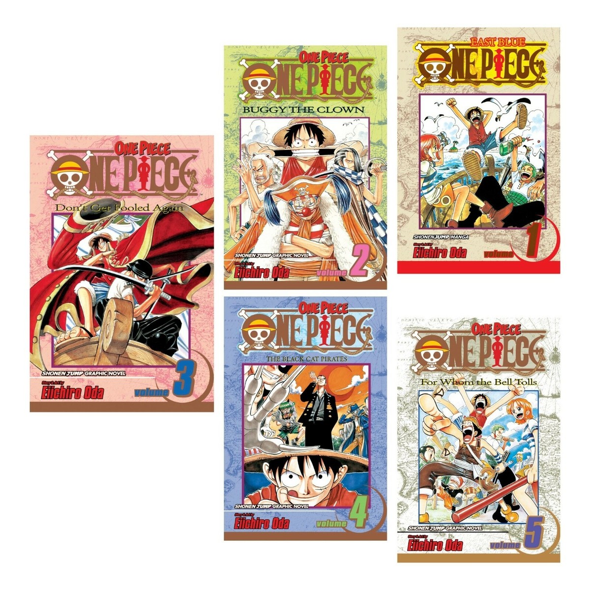 One Piece Manga Set 1 Vol 1-5 East Blue and Baroque Works English