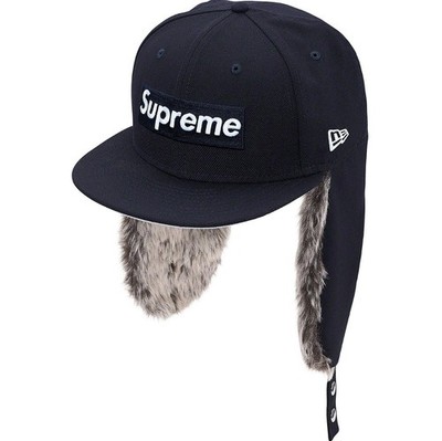 SUPREME x NEW ERA Ear Flap Faux FUR TRAPPER Hat Black FW19 7 3/8