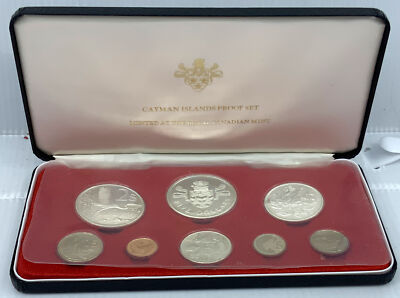 1974 CAYMAN ISLANDS Queen Elizabeth II Proof Set of 8 Coins 3 are