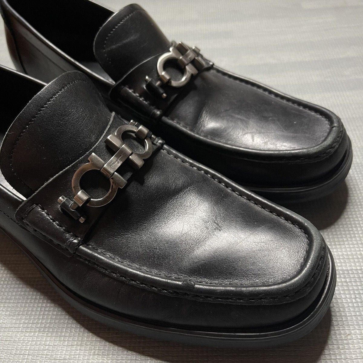 Salvatore Ferragamo Mens Black David Gancini Bit Loafer Size 8.5 D