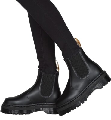 🔥 DR. MARTENS V 2976 Quad CHELSEA Boots Black Felix Rub Off: sz