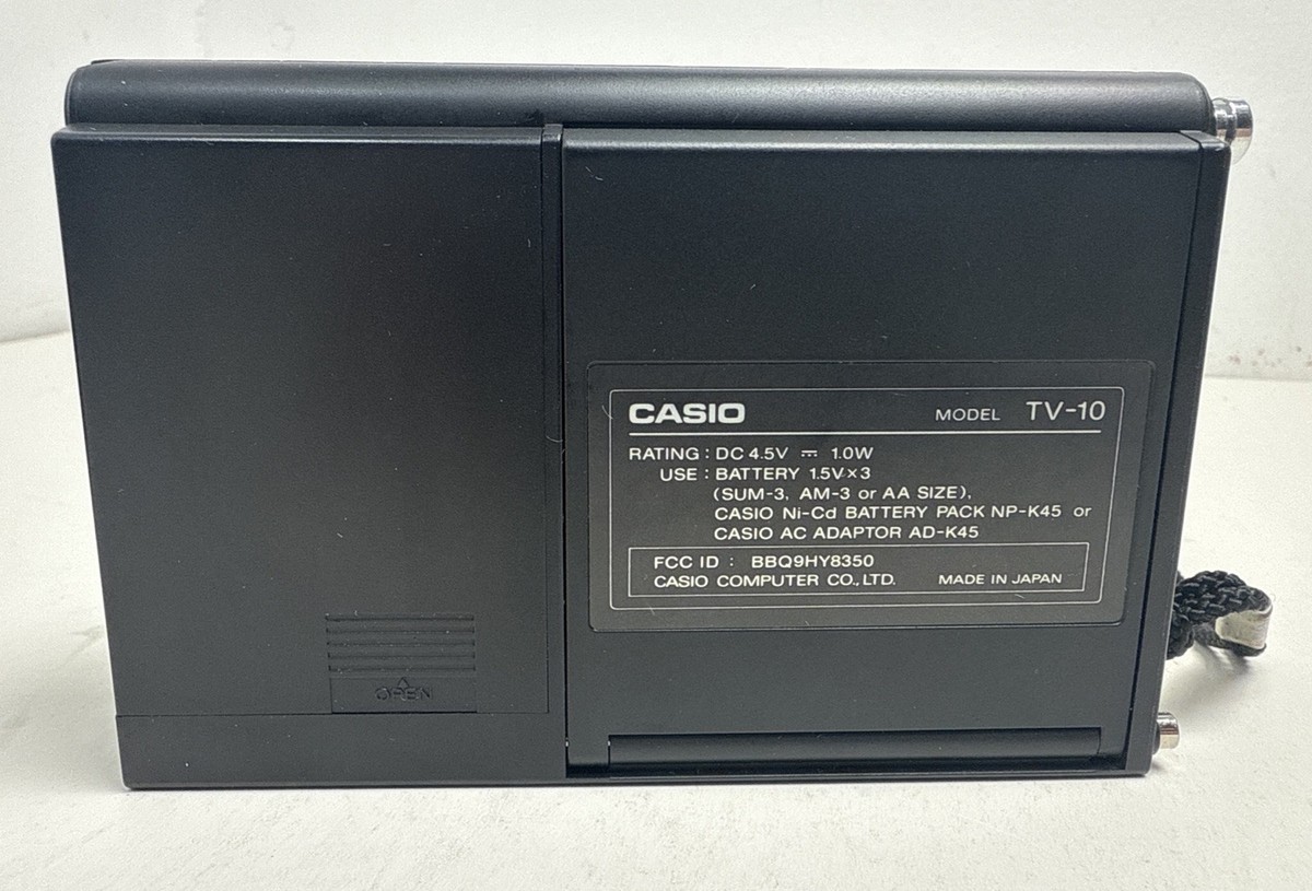 Vintage Casio Pocket Television TV-10 Flat Handheld W/ Case Japan