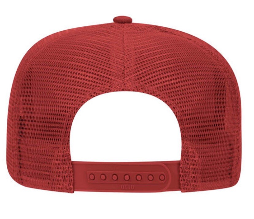 RED 5 PANEL MESH BACK TRUCKER HAT CAP SNAPBACK CURVED MID PROFILE