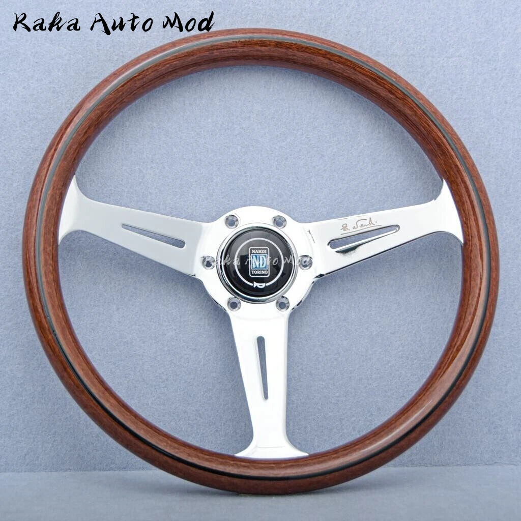 NARDI Classic 360mm Mahogany Wood Steering Wheel with Silver