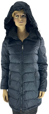 PRADA Navy Blue Nylon Down Puffer Women's Removable Hooded Jacket