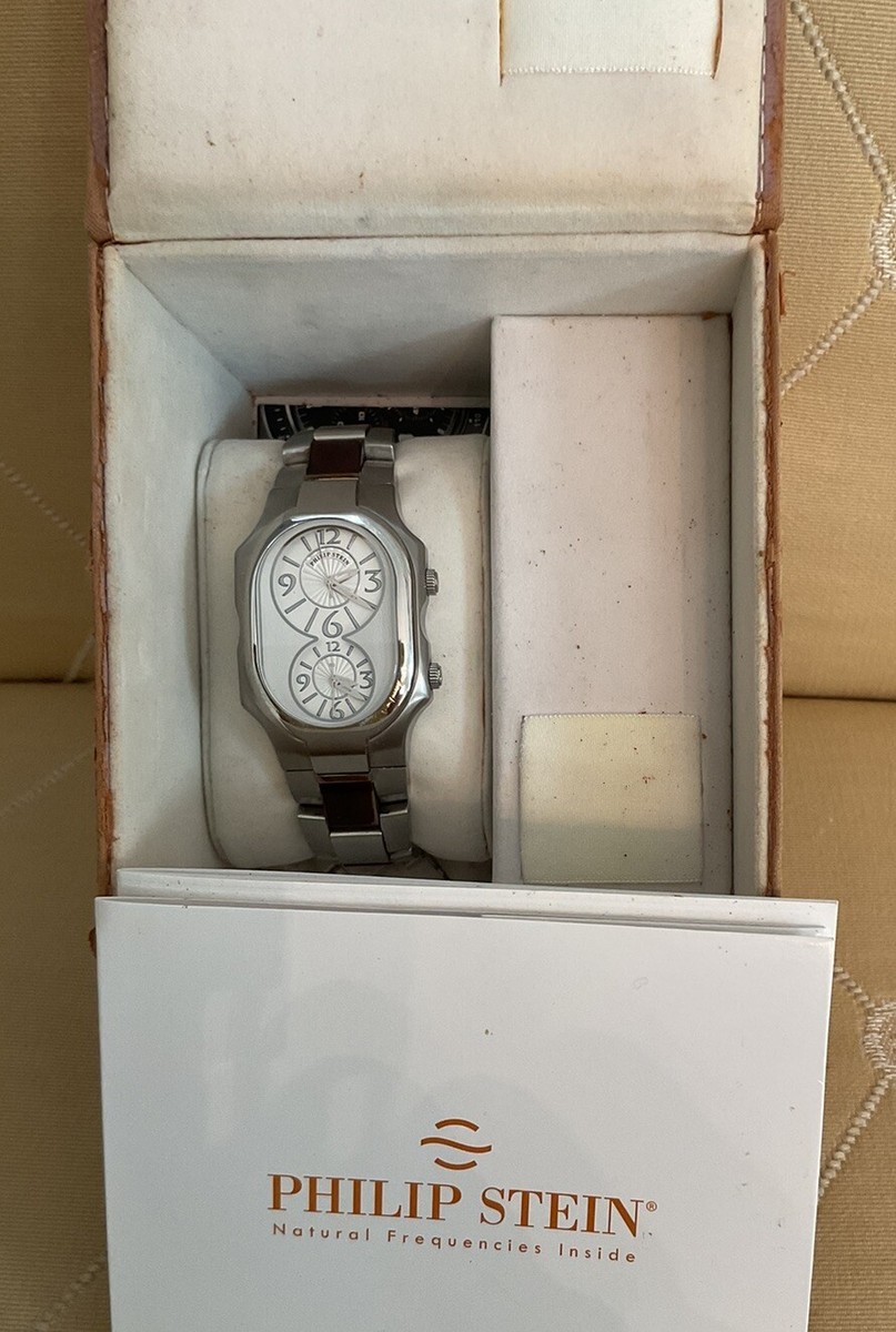 Men's PHILIP STEIN Signature Dual Time Zone Watch; 2-Tone