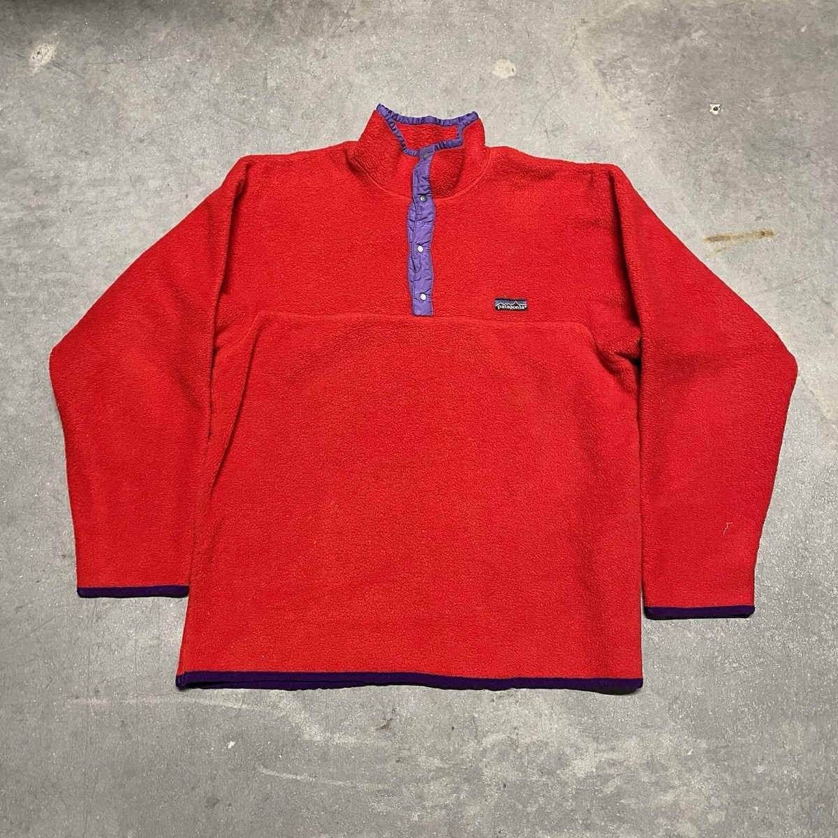 Vintage 80s Patagonia Synchilla Snap Fleece Pullover Men's M Red