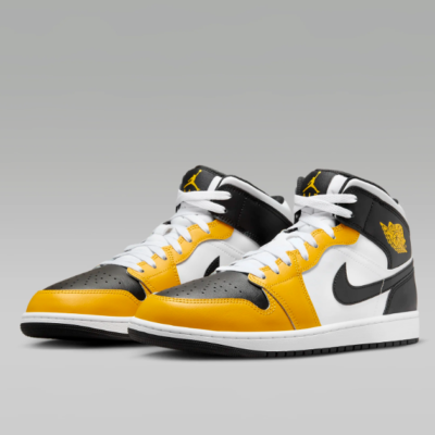 Nike Air Jordan 1 Mid Shoes Black White Yellow Ochre DQ8426-701