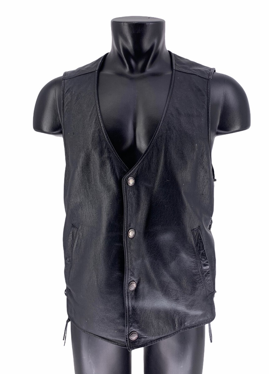 HARLEY DAVIDSON VEST Leather RN 103819 CA 03402 Mens Black MEDIUM