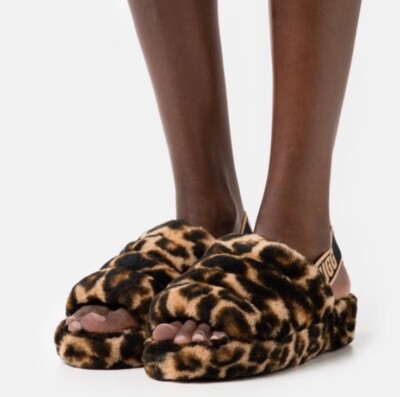 NEW UGG Fluff Yeah Slide Panther Print Slipper 1120903-BTC