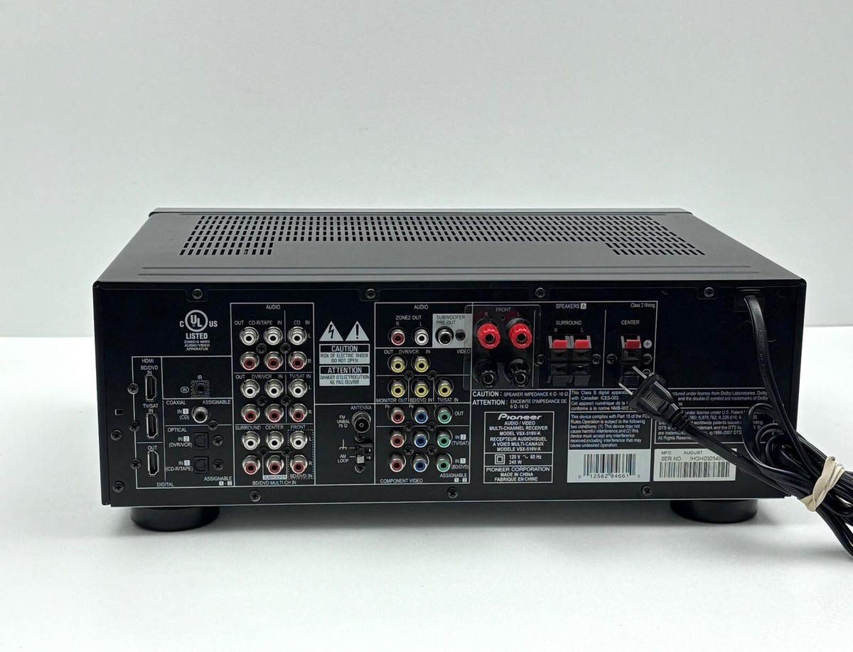 Pioneer 5.1 Channel Stereo Receiver VSX-519V-K Amplifier- No