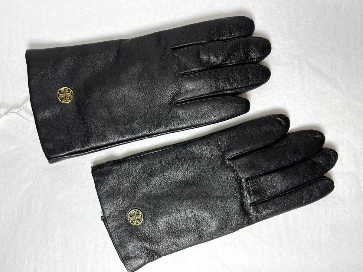 TORY BURCH Leather Tech Gloves Black XL | eBay