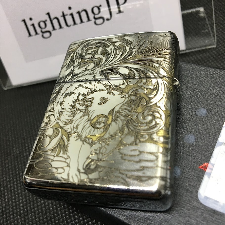 Zippo Nine Tailed Fox Girl 5 Sided Processing Etching Silver