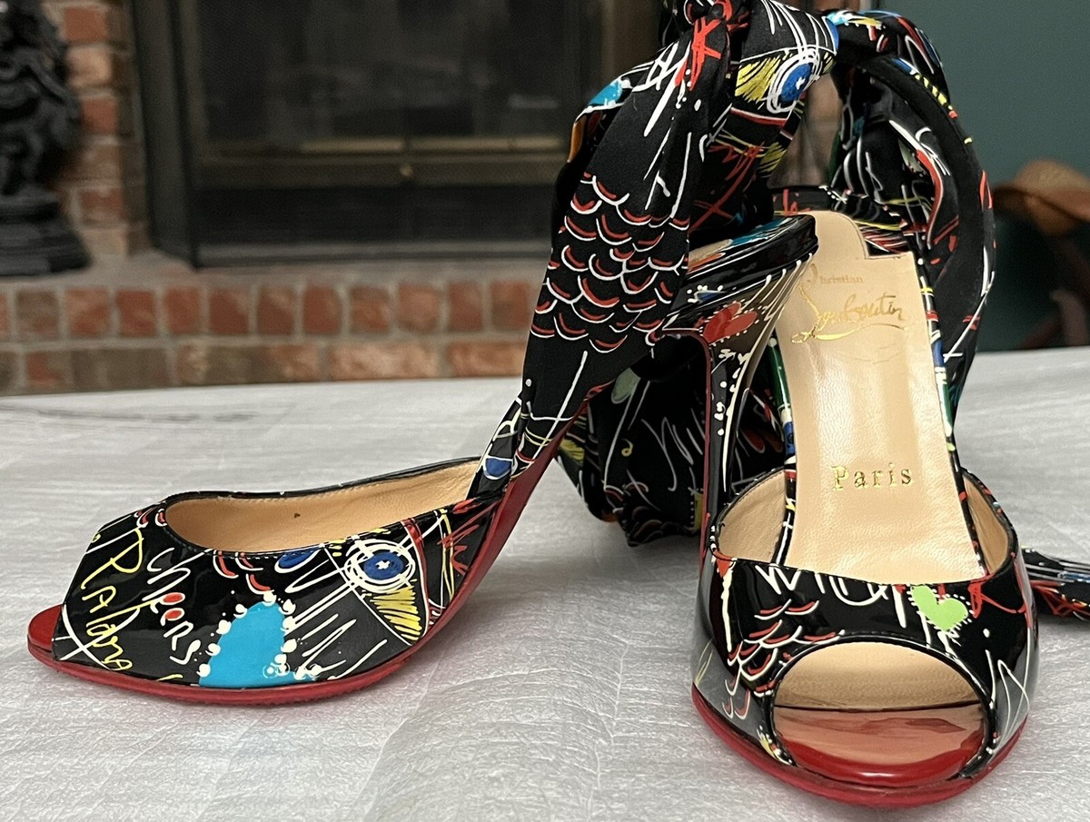 Christian Louboutin Jersey Vamp Graffiti Scarf Sandals Pumps Heels