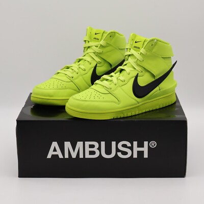 CU7544-300 Nike Dunk High AMBUSH Flash Lime Atmic Green Black
