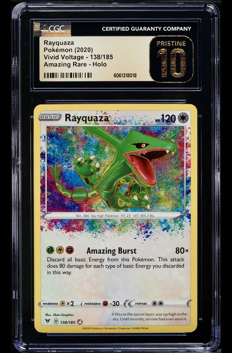CGC Pristine 10 Rayquaza Amazing Rare 138/185 Pokemon Vivid