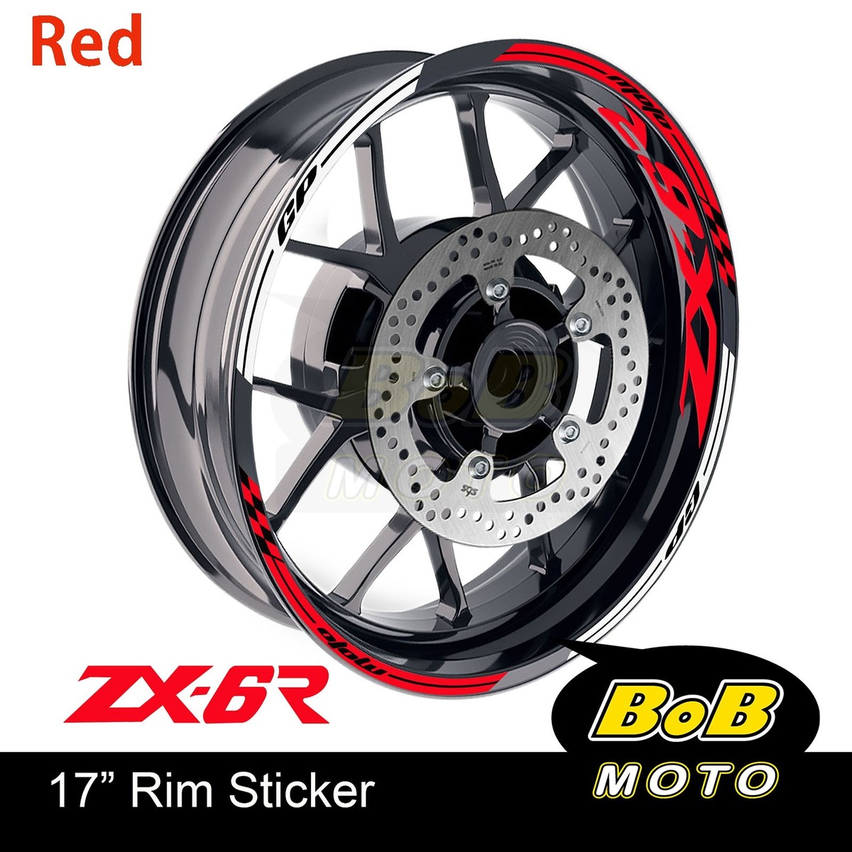 17 in Wheel Sticker Decals Checkered For Kawasaki ZX6R Ninja 636