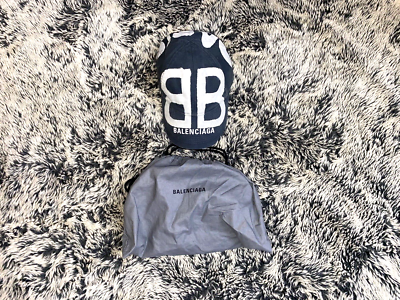 AUTHENTIC BALENCIAGA SPRAYED SPRAY PAINT BB HAT CAP GRAY WHITE