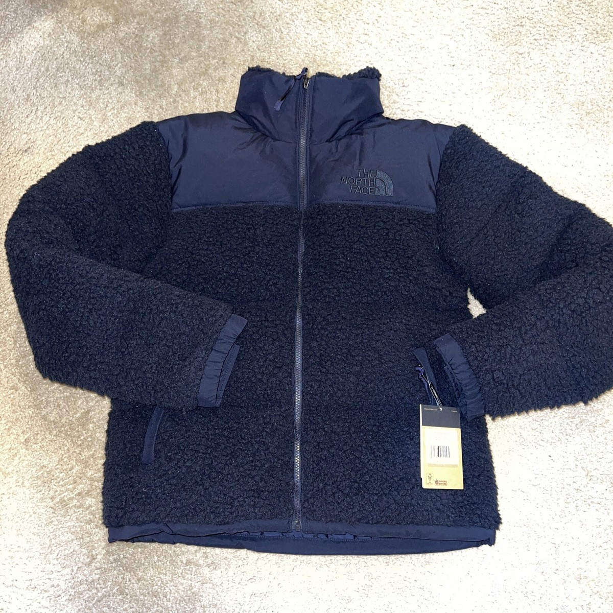 The North Face Aviator Navy Sherpa Nuptse 600 Down Puffer Jacket