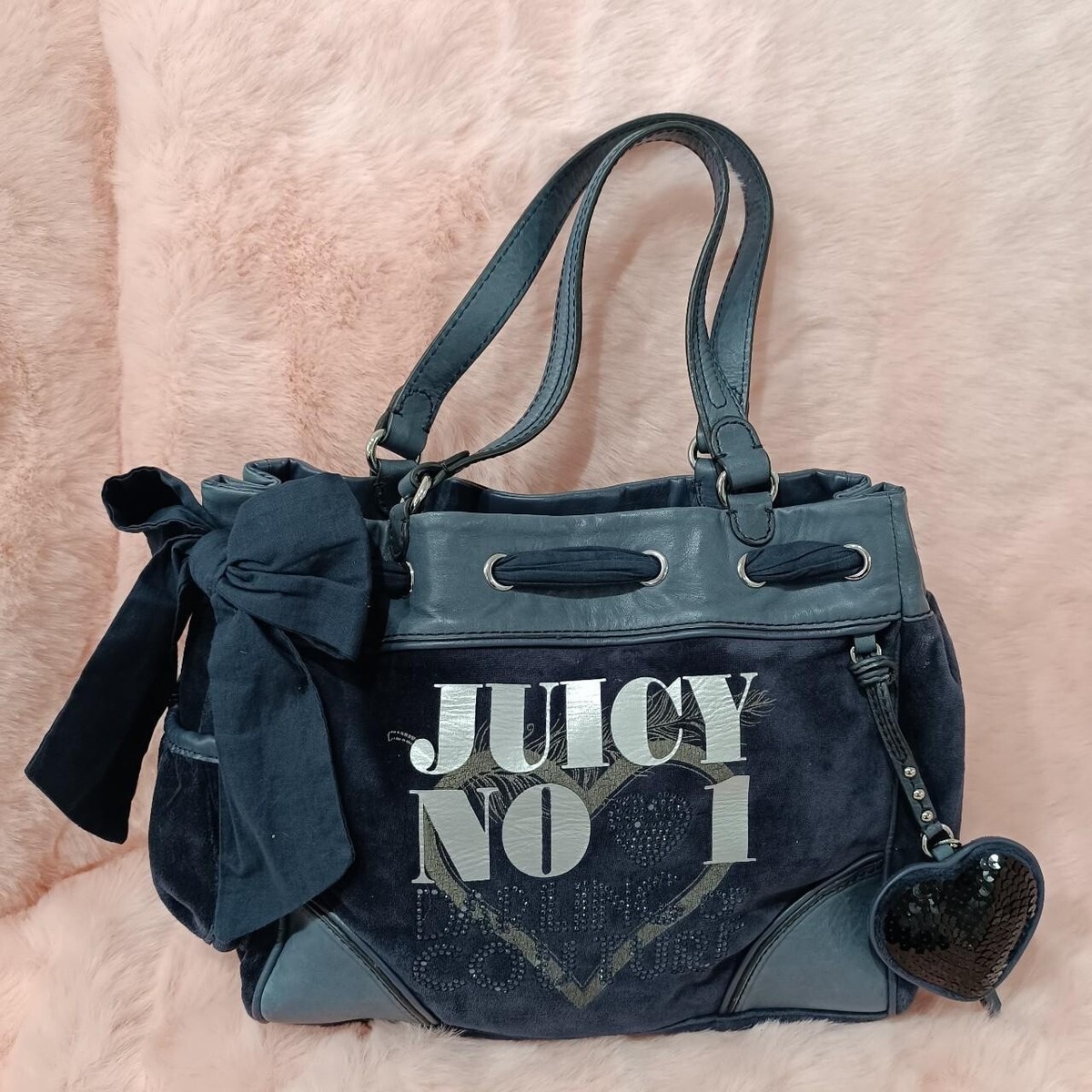 Juicy Couture Daydreamer Bag Purse Tote Vintage Bow Ribbon Heart