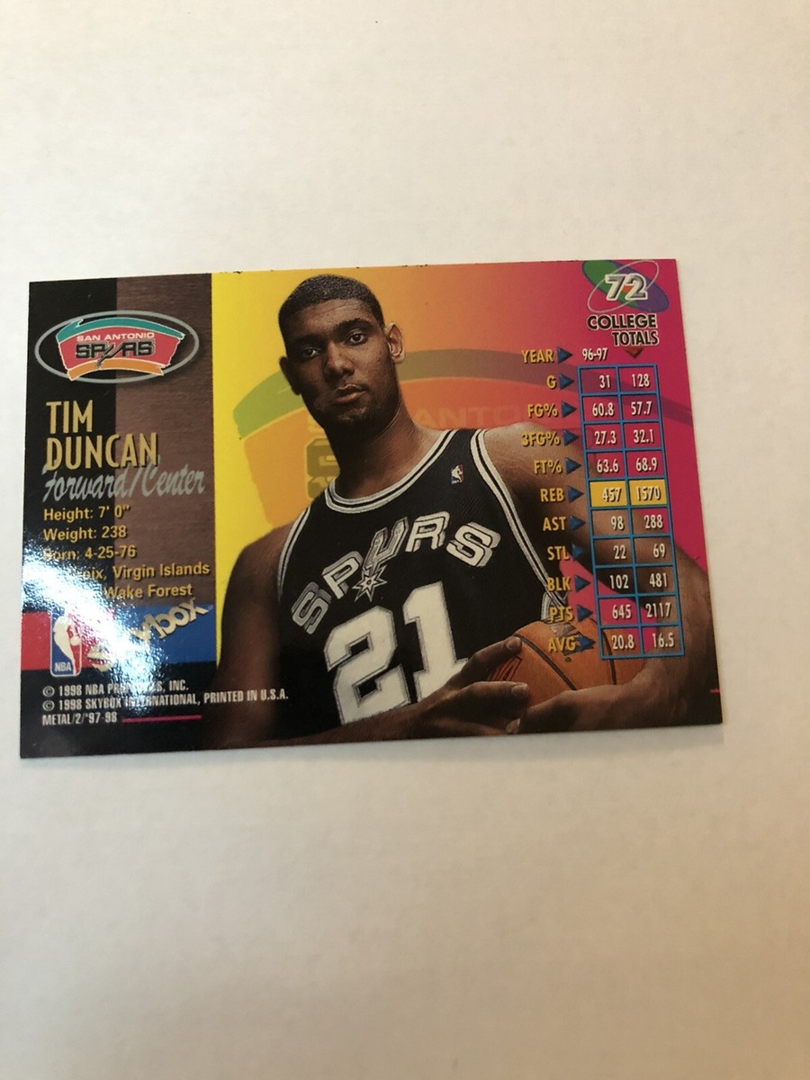 97-98 Metal Universe Spurs Tim Duncan Rookie | eBay