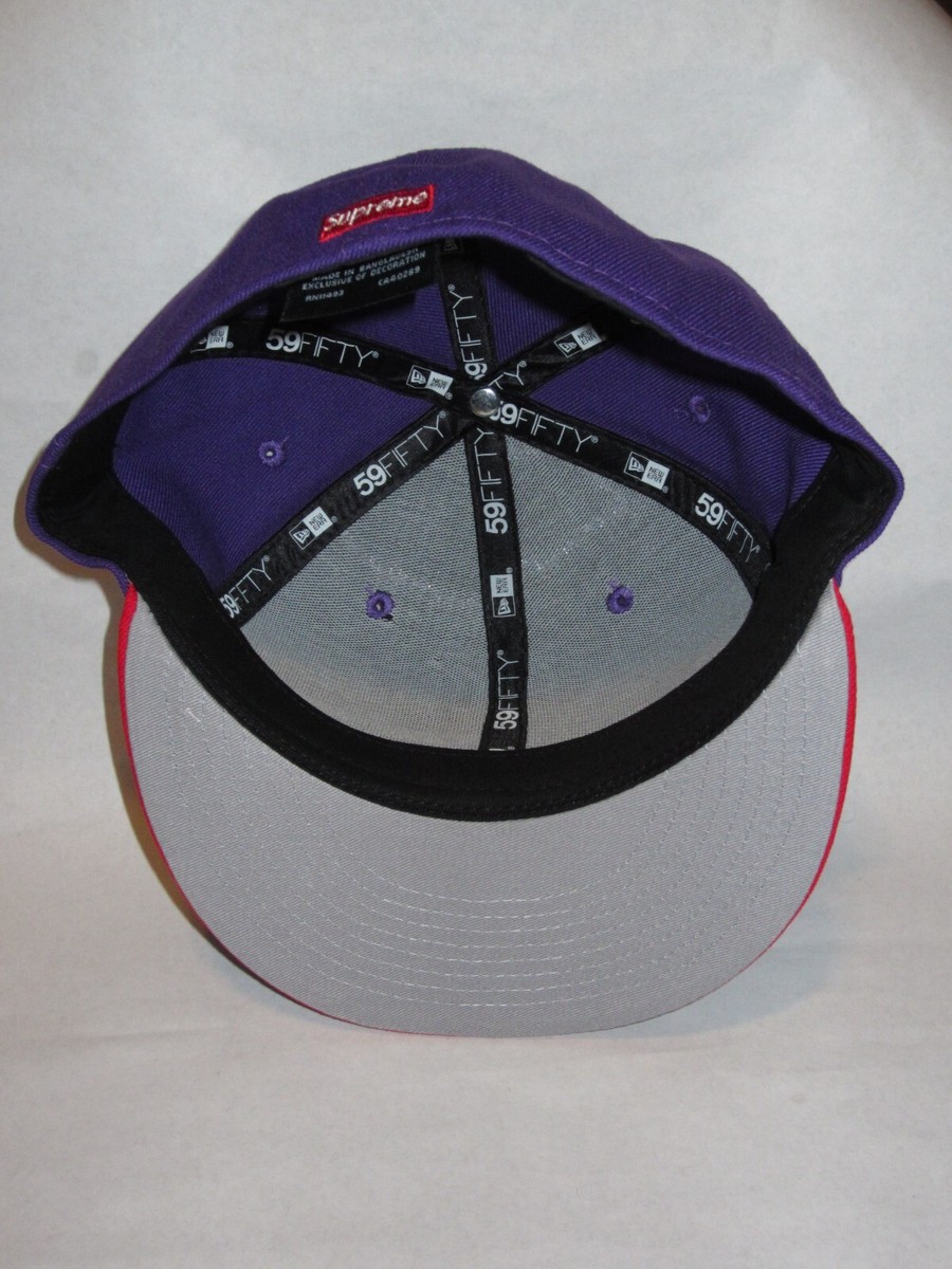 SUPREME x New Era Goat Fitted Hat Cap PURPLE / RED 7 1/8 NEW! S/S