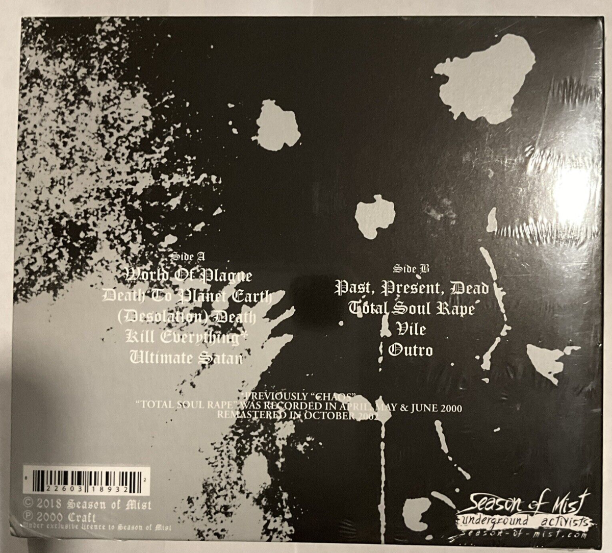 Craft - Total Soul Rape CD 2018 Season of Mist – SUA 093D [Digipak