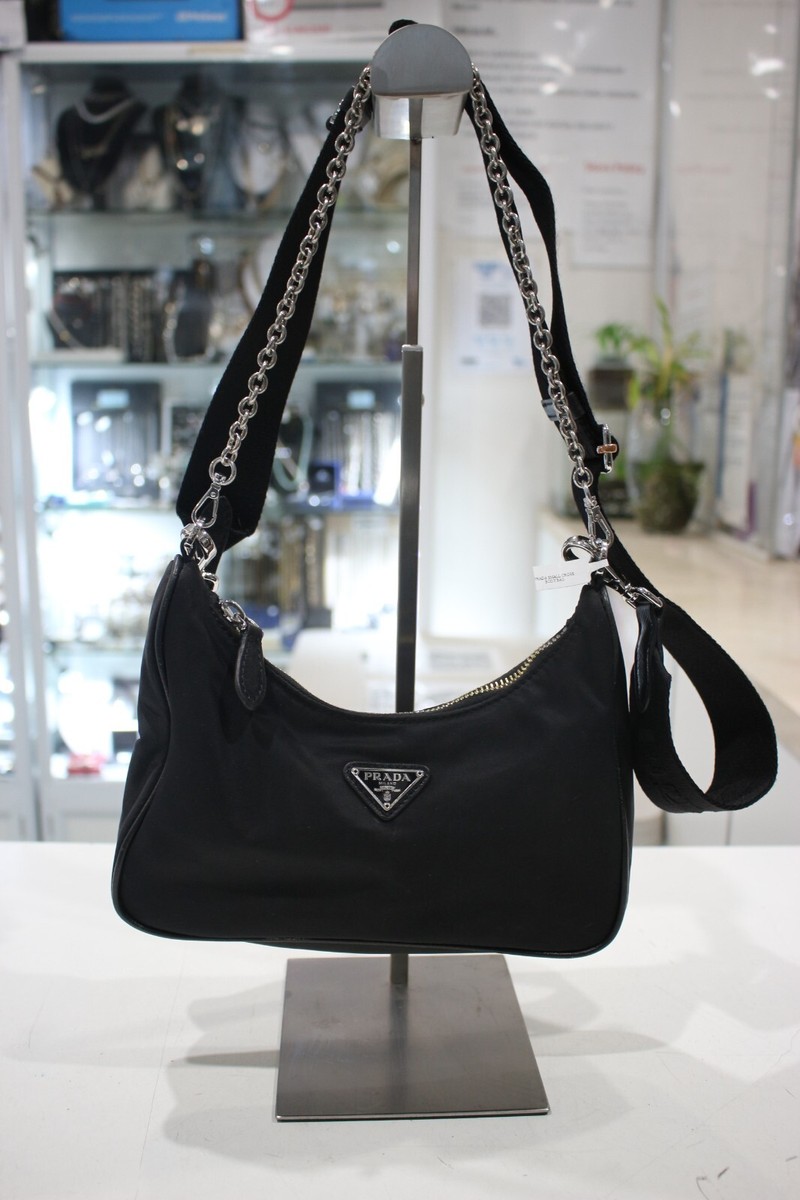 Prada Re-Edition 2005 Nylon Bag Black with Chain | eBay