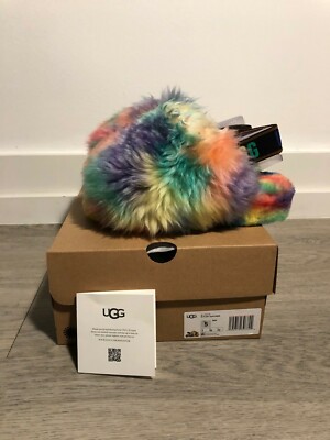 UGG Fluff Yeah Pride Rainbow Slide Slipper Sandal Women's US sizes