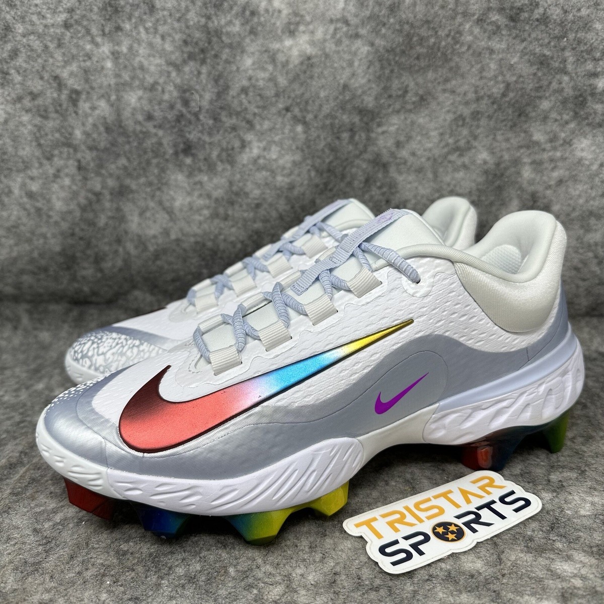 Nike Alpha Huarache Elite 4 Low MCS Baseball Cleats Mens 13 White