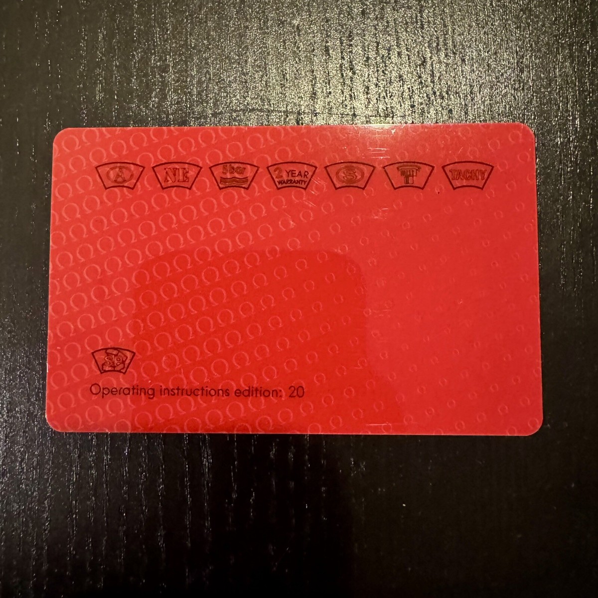 Original Authentic Omega Pictogram Card Speedmaster FOIS Serial