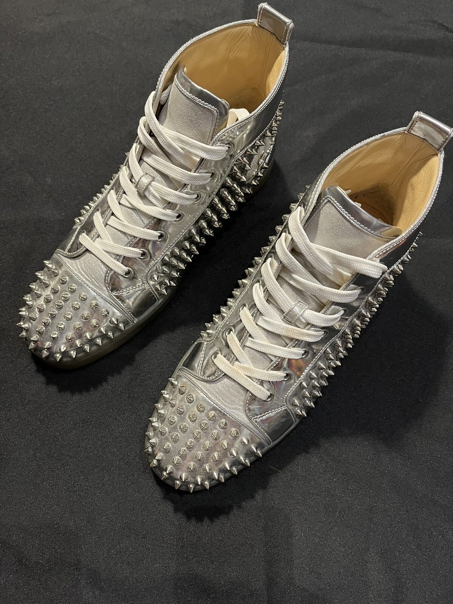CHRISTIAN LOUBOUTIN LOUIS SILVER SPIKES ALL OVER SIZE 44 11
