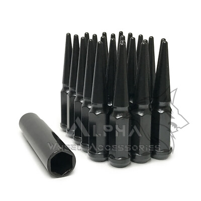 23 Black Spike Lug Nuts 1/2