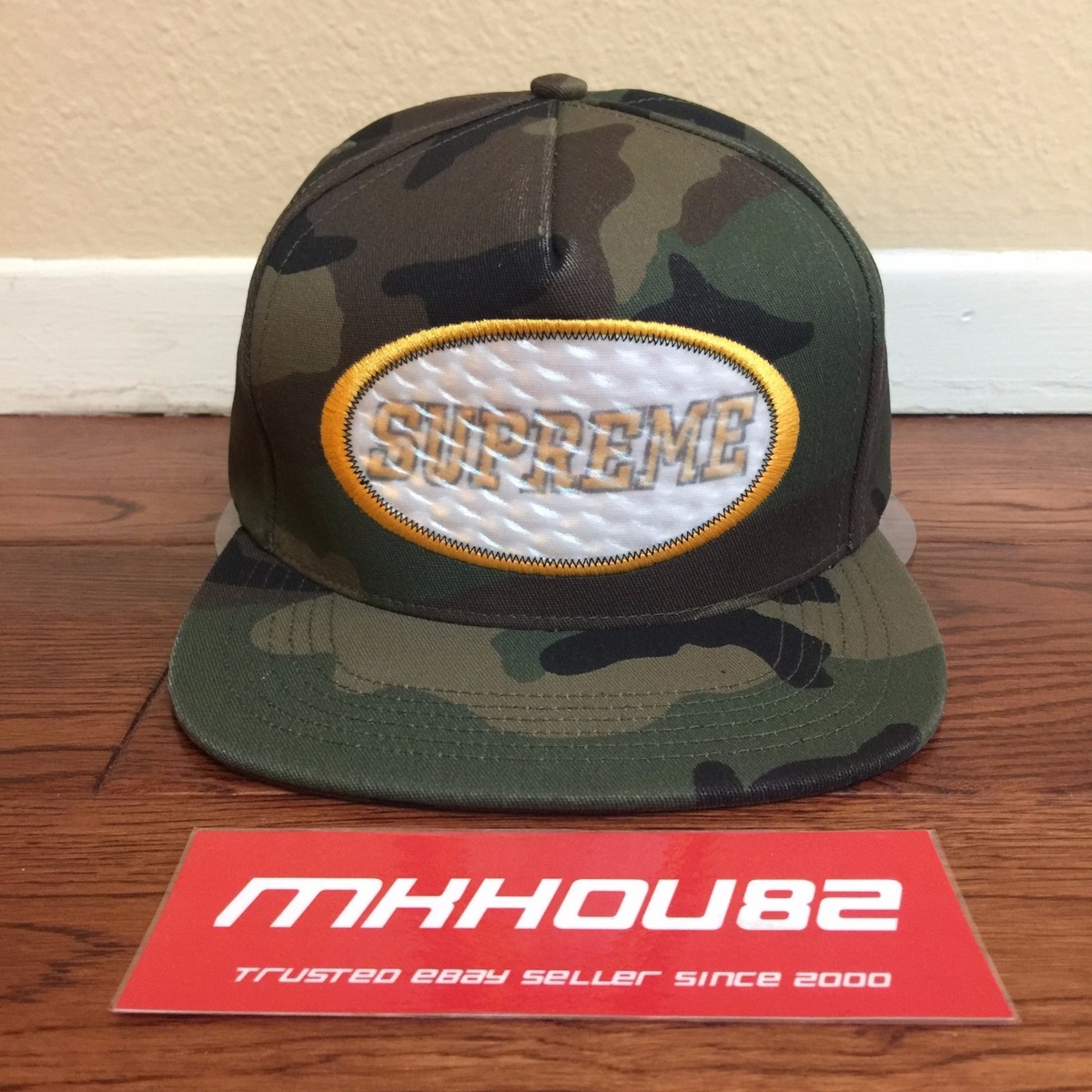 New Supreme Overlay Hologram 5-Panel Cap Hat Woodland Camo Camp