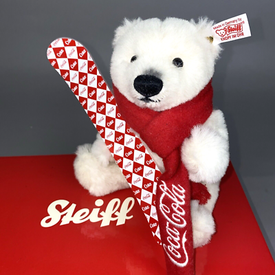 Steiff Coca-Cola Polar Bear - Ltd Edition White Alpaca - 21cm EAN