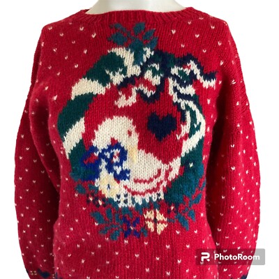 Vintage 80's Eddie Bauer Intarsia Knit Holiday Christmas Sweater