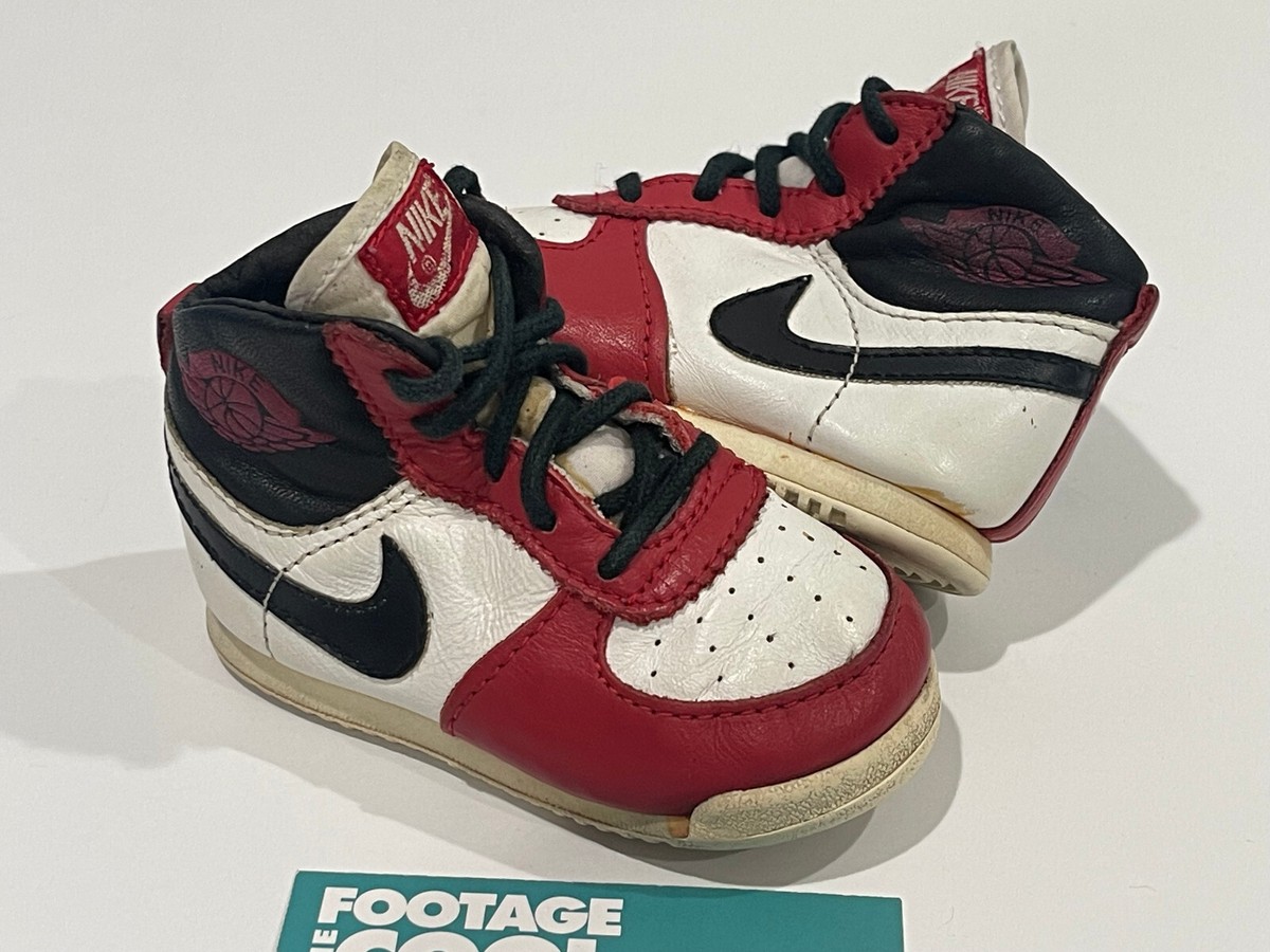 OG BABY 1985 NIKE AIR JORDAN 1 CHICAGO BULLS I WHITE BLACK RED TOE