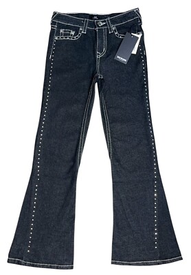 True Religion Joey Jeans Girls 12 Crystal Embellish Twisted Hi