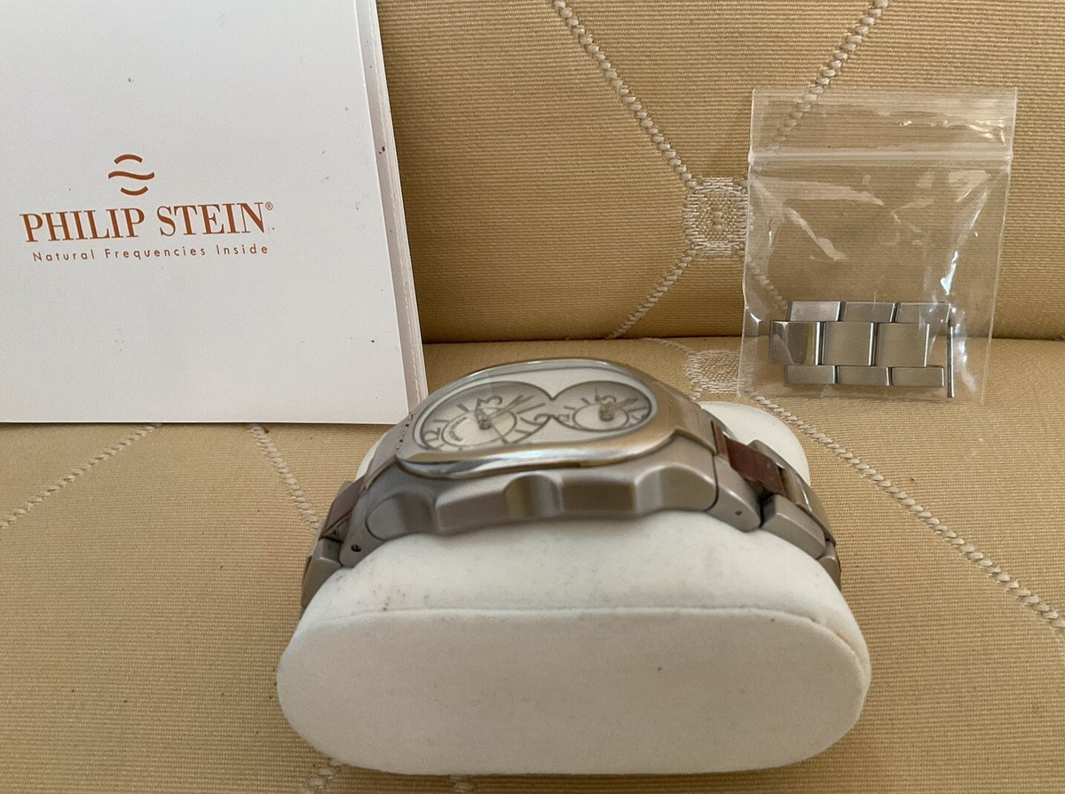 Men's PHILIP STEIN Signature Dual Time Zone Watch; 2-Tone