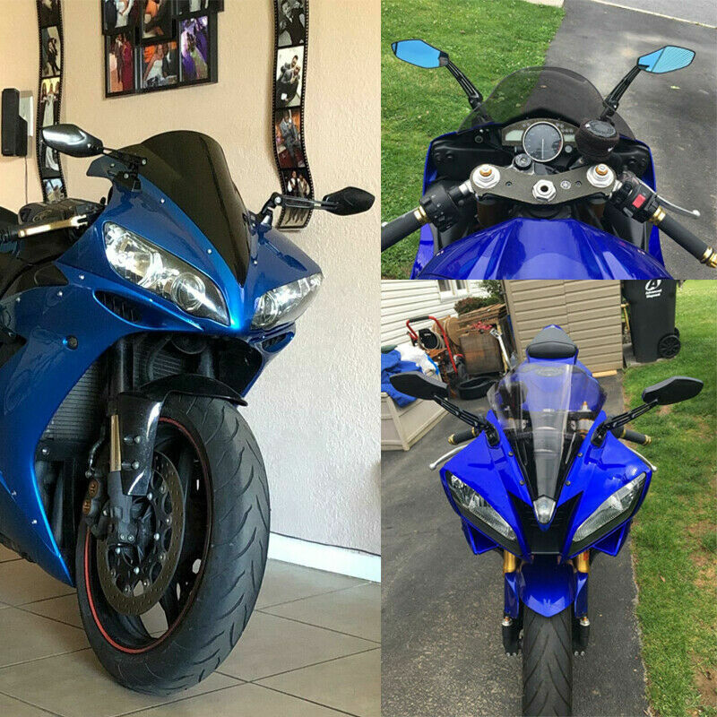 Smoke Blue Motorcycle Rear View Mirrors For Kawasaki 250 500 ZX6