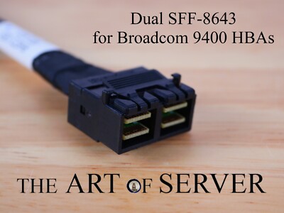 NVMe cable for Broadcom 9400 SFF-8643 to 2x SFF-8639 U.2 80 cm