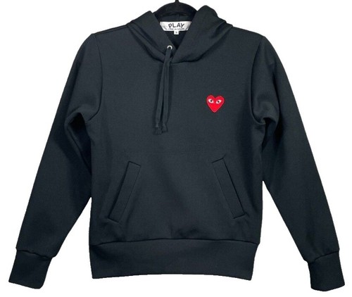 COMME DES GARCONS CDG PLAY HEART LOGO ZIP HOODED SWEATSHIRT AZ