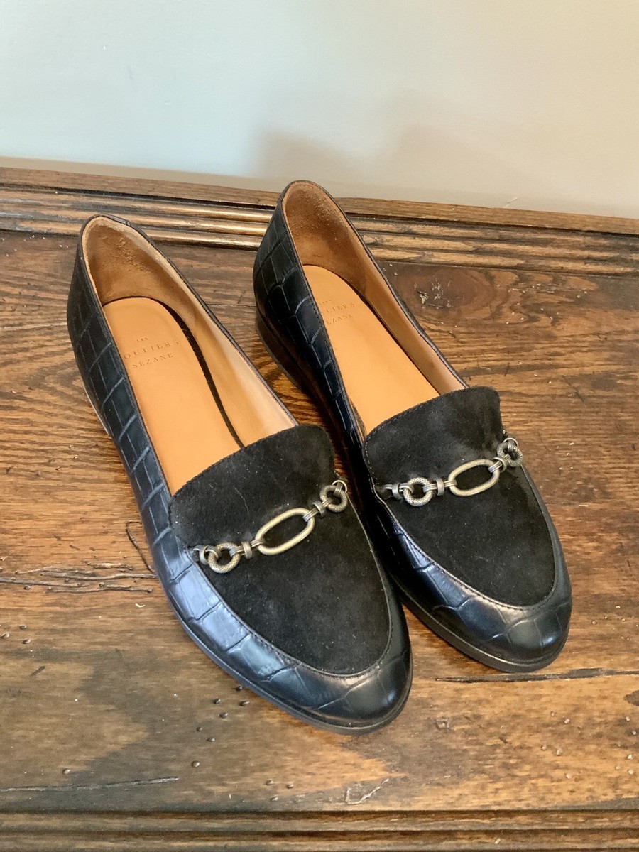 SOULEIRS SEZANE LOAFERS SMOOTH BLACK Croc Suede SIZE 37 | eBay