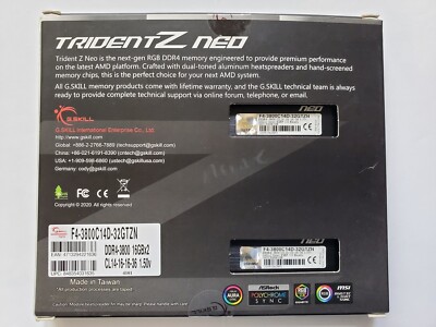 G.SKILL TridentZ Neo RGB 32GB (2x16GB) 3800 MHz *CL14* -AMD Ryzen